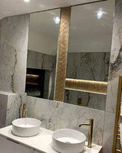 White and Gold Marble Effect Bathroom 60x120cm Tiles - Blackburn Tile Centre - Best Tiles Manufacturer in U. K.
