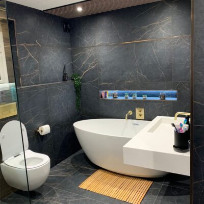 Black and Gold Marble Effect Bathroom 60x120cm Tiles - Bathrooms - Blackburn Tile Centre - Best Tiles Manufacturer in U. K.