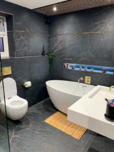 Black and Gold Marble Effect Bathroom 60x120cm Tiles - Blackburn Tile Centre - Best Tiles Manufacturer in U. K.