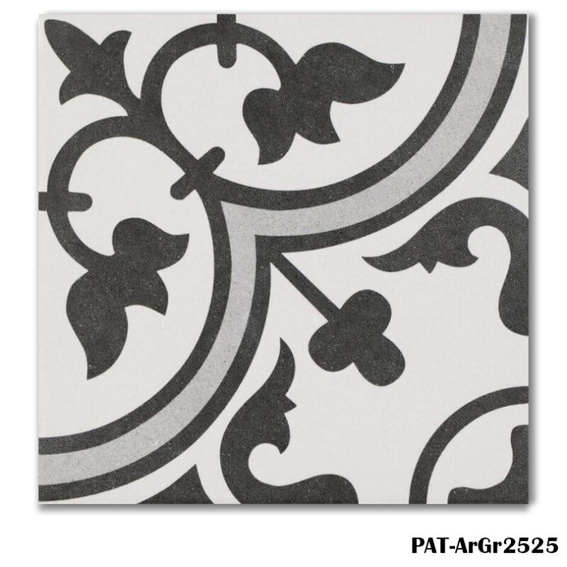 PAT-ArGr2525 Grey Pattern Porcelain Tiles 25x25cm - Blackburn Tile Centre - Best Tiles Manufacturer in U. K.
