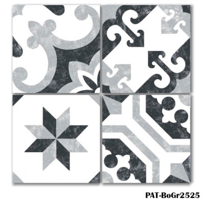 PAT-BoGr2525 Grey Pattern Porcelain Tiles 25x25cm - Kitchen Tiles - Blackburn Tile Centre - Best Tiles Manufacturer in U. K.