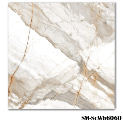 SM-ScWh6060 White Marble Effect Tile 60x60cm - Kitchen Tiles - Blackburn Tile Centre - Best Tiles Manufacturer in U. K.