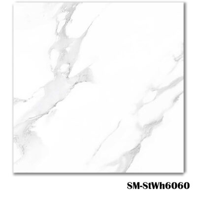 SM-StWh6060 White Marble Effect Tile 60x60cm - Floor Tiles - Blackburn Tile Centre - Best Tiles Manufacturer in U. K.