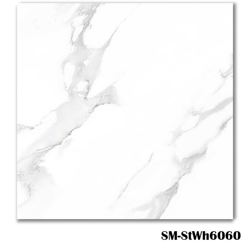 SM-StWh6060 White Marble Effect Tile 60x60cm - Blackburn Tile Centre - Best Tiles Manufacturer in U. K.