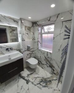 White, Marble Bathroom, Marble Effect Tiles,
